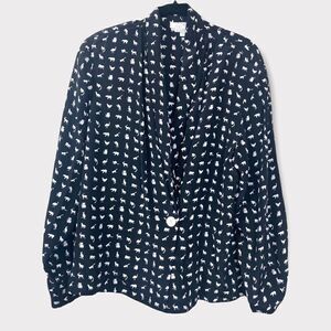 Doncaster Collection Silk Animal Graphic Print long sleeve blouse